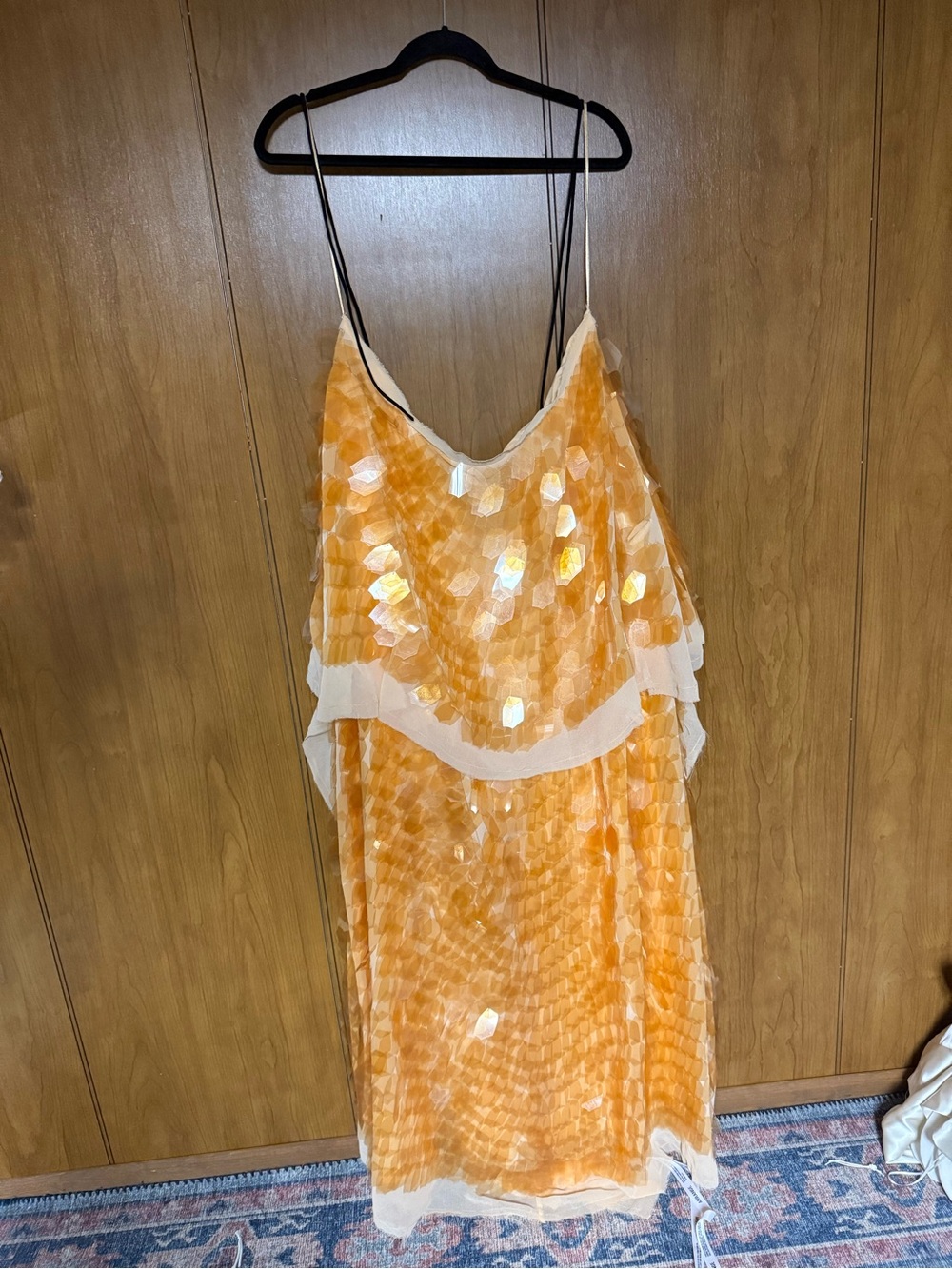 ARRANGE embellished shard sequin layered cami maxi dress in peach - Picture 5 of 8